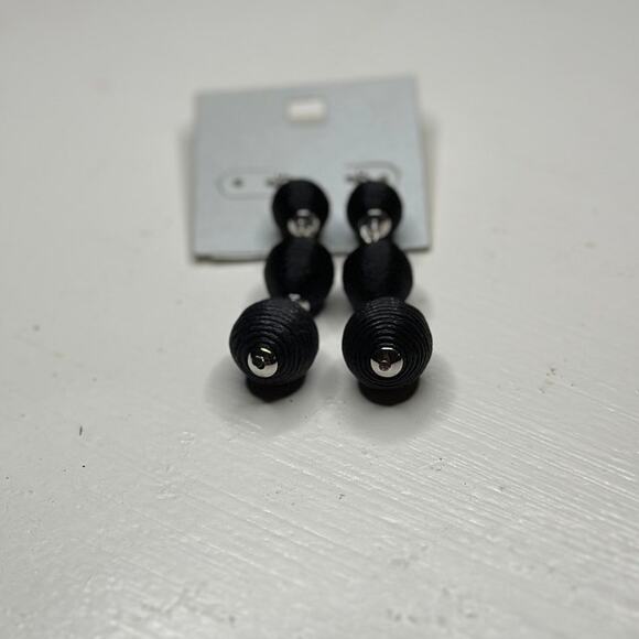 Lydell NYC Black Beaded Drop Earrings Statement Jewelry - Picture 4 of 6